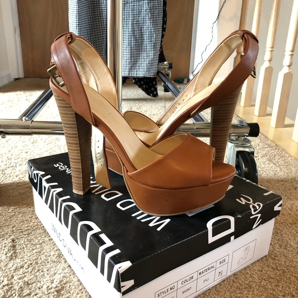 Tan platform heels